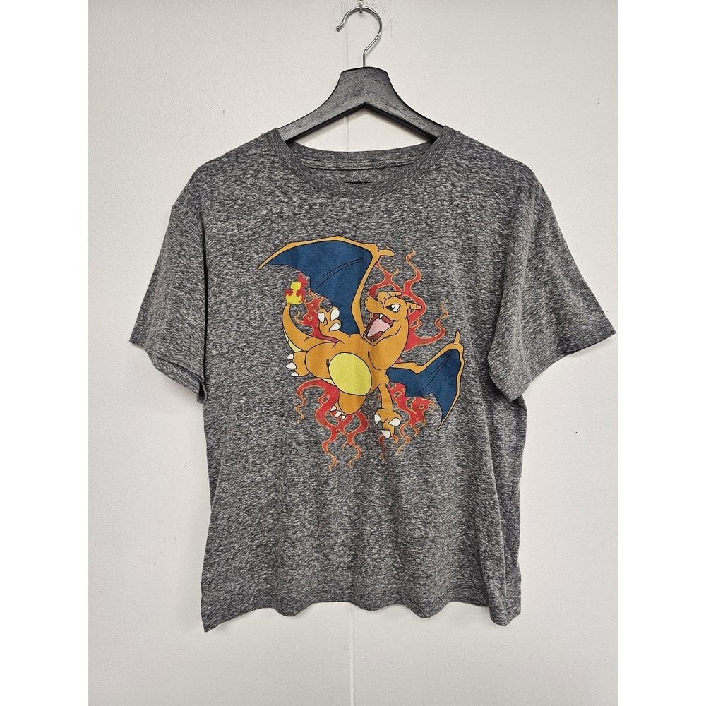 Pokemon‎ Charizard Shirt Mens Small Gray Anime Graphic Tee T-Shirt Fire